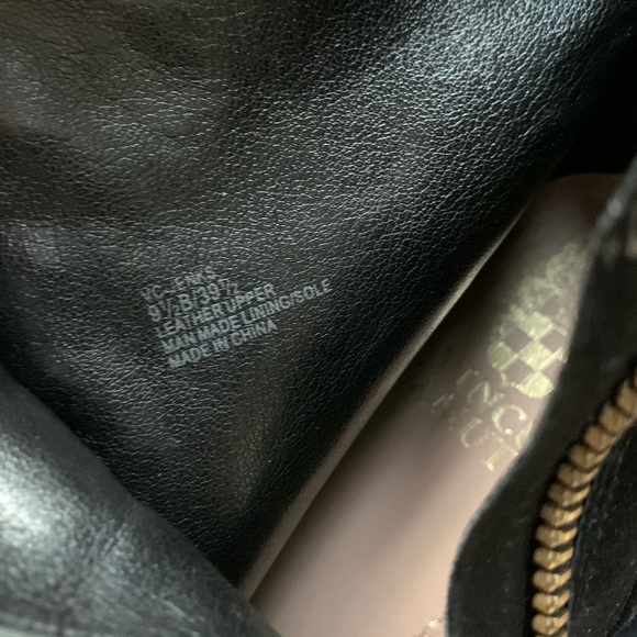 Vince Camuto Black Dolly Suede Booties Gold Button - Picture 5 of 7